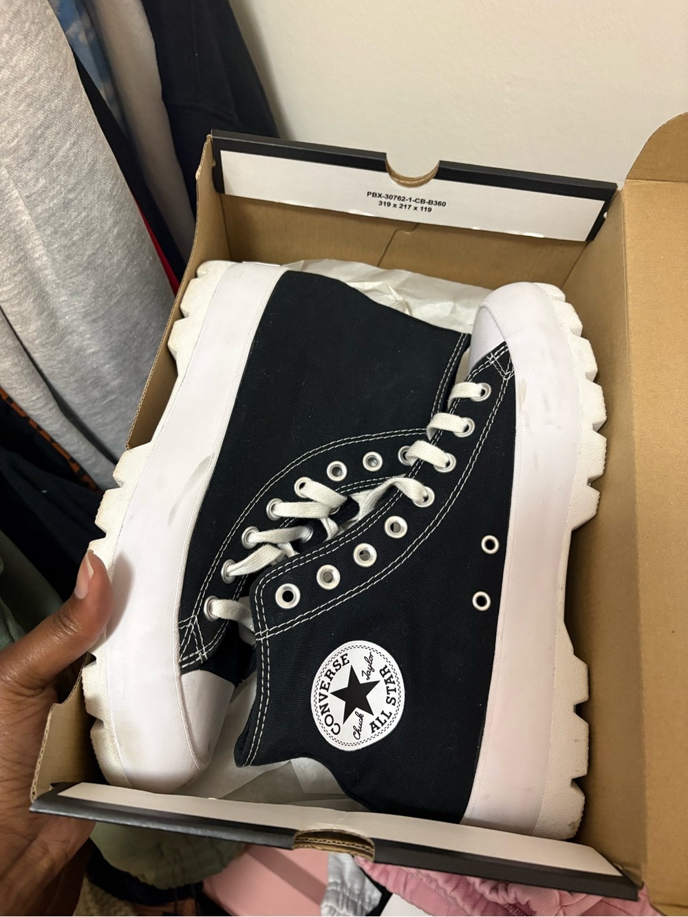 Converse Black & White Platform Lug-Sole High Tops